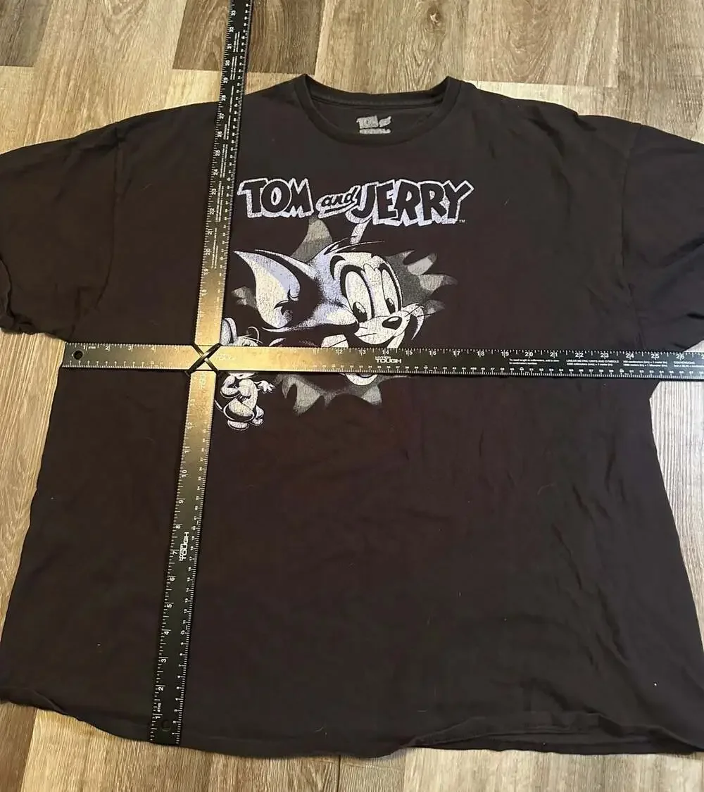 Tom and Jerry Classic Cartoon Graphic T-Shirt Black 3XL